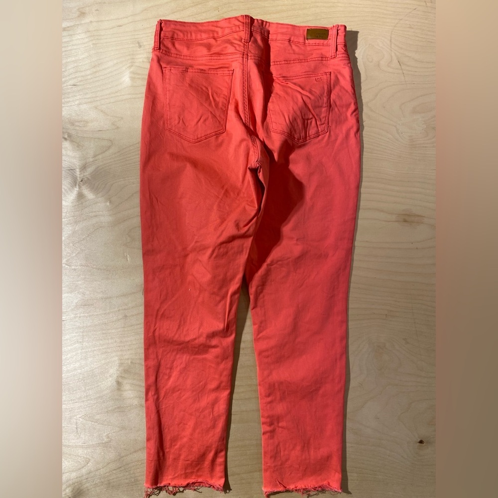 Crown & Ivy Vibrant Orange High Rise Skinny Cropped Pants 12 (QJ) - Picture 6 of 7